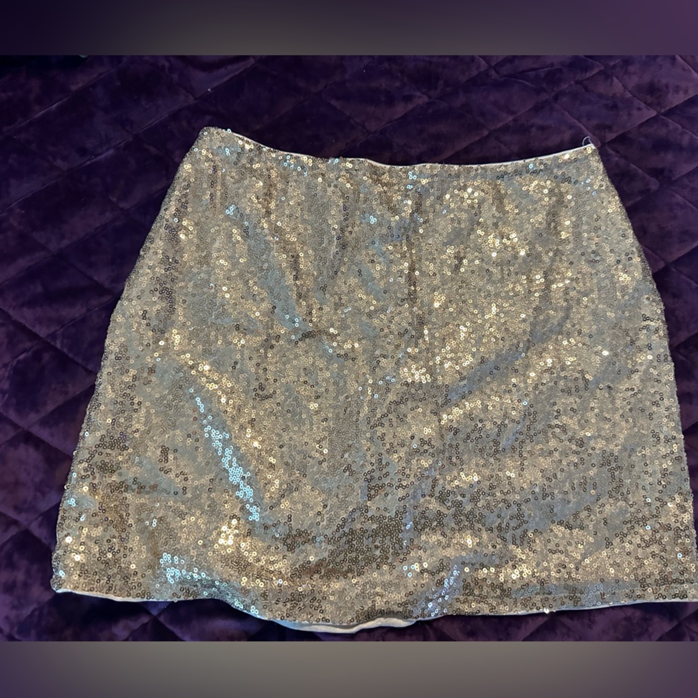 Gold sequin stretch mini skirt M/L
